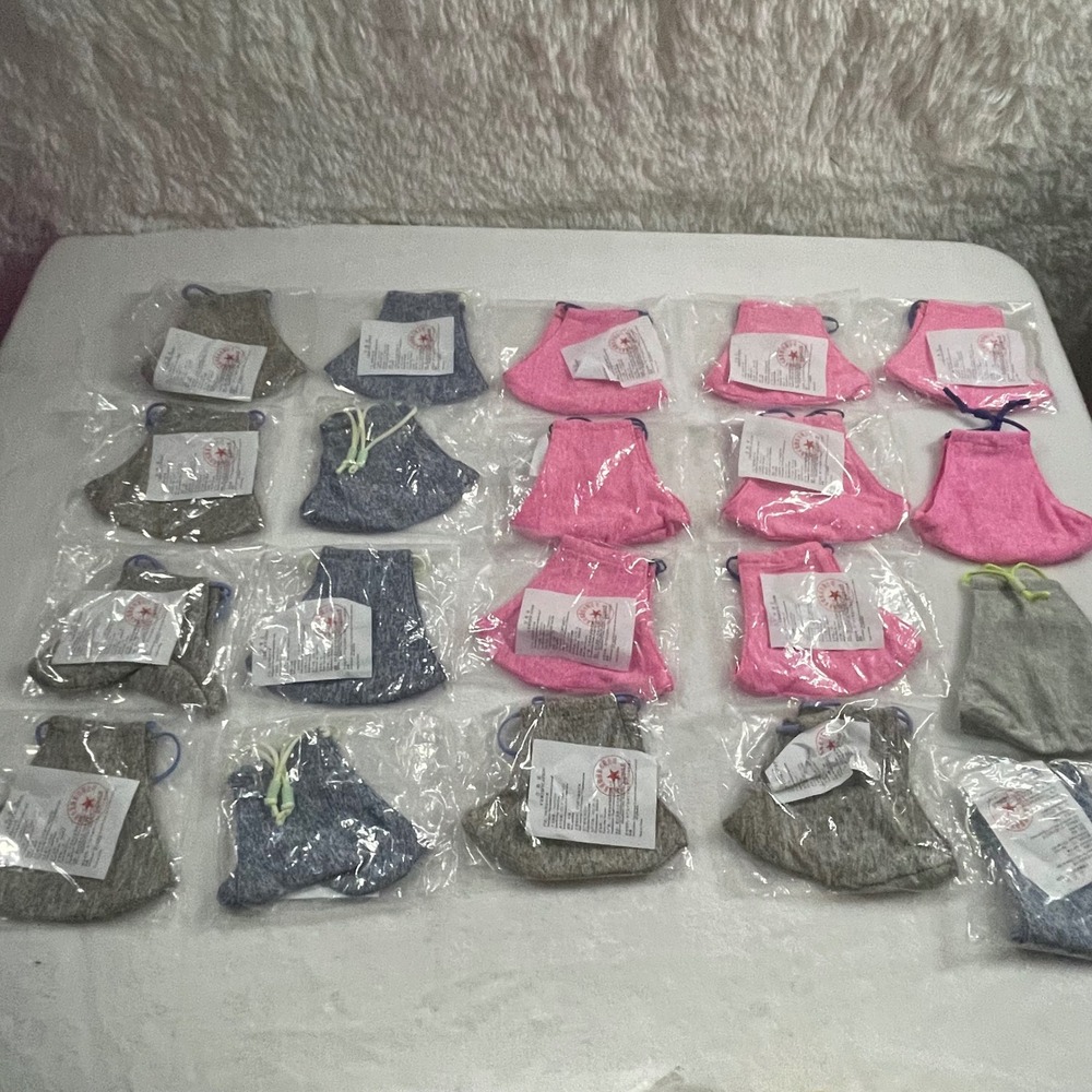 Lot of 20 Lele Sadoughi Reusable Face Masks Adjustable Jersey Knit Pink Blue GrY